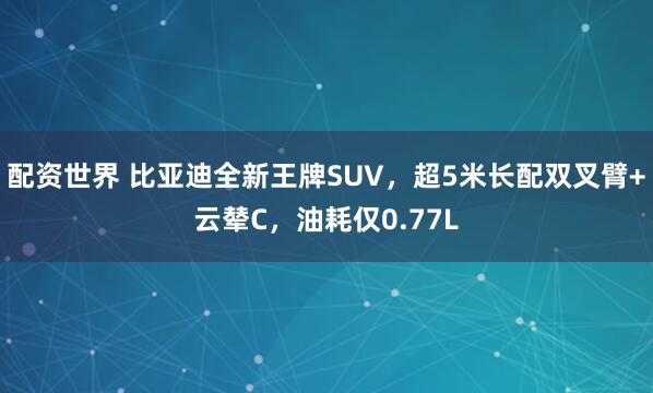 配資世界 比亞迪全新王牌SUV，超5米長(zhǎng)配雙叉臂+云輦C，油耗僅0.77L